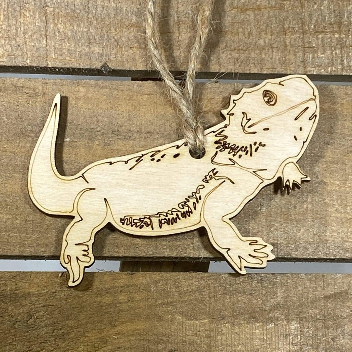 Bearded Dragon Wooden Christmas Ornament | Reptile Holiday Decor