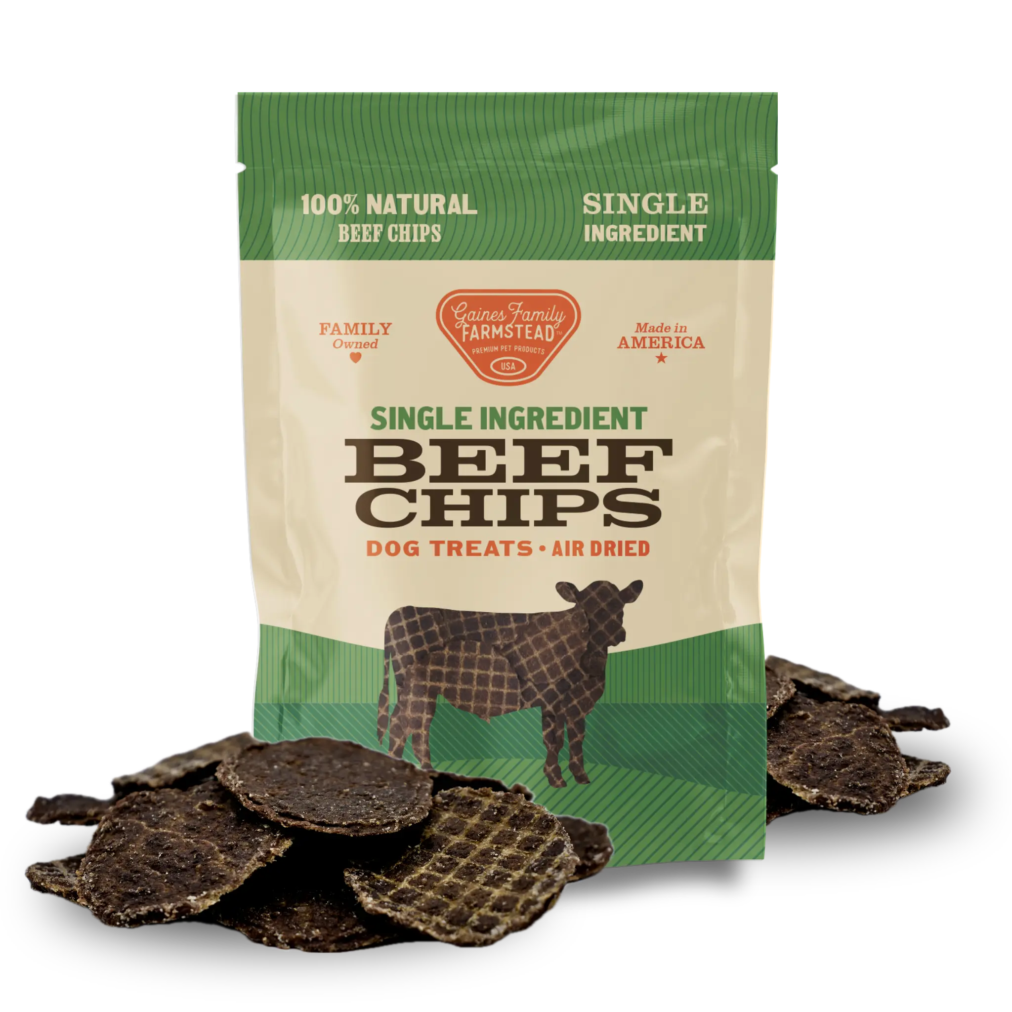 Beef Chips single ingredient dog treats by Gaines Family Farmstead