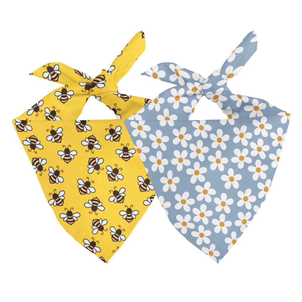 Bees & Daisy Reversible Dog Bandana & Matching Scrunchie Set
