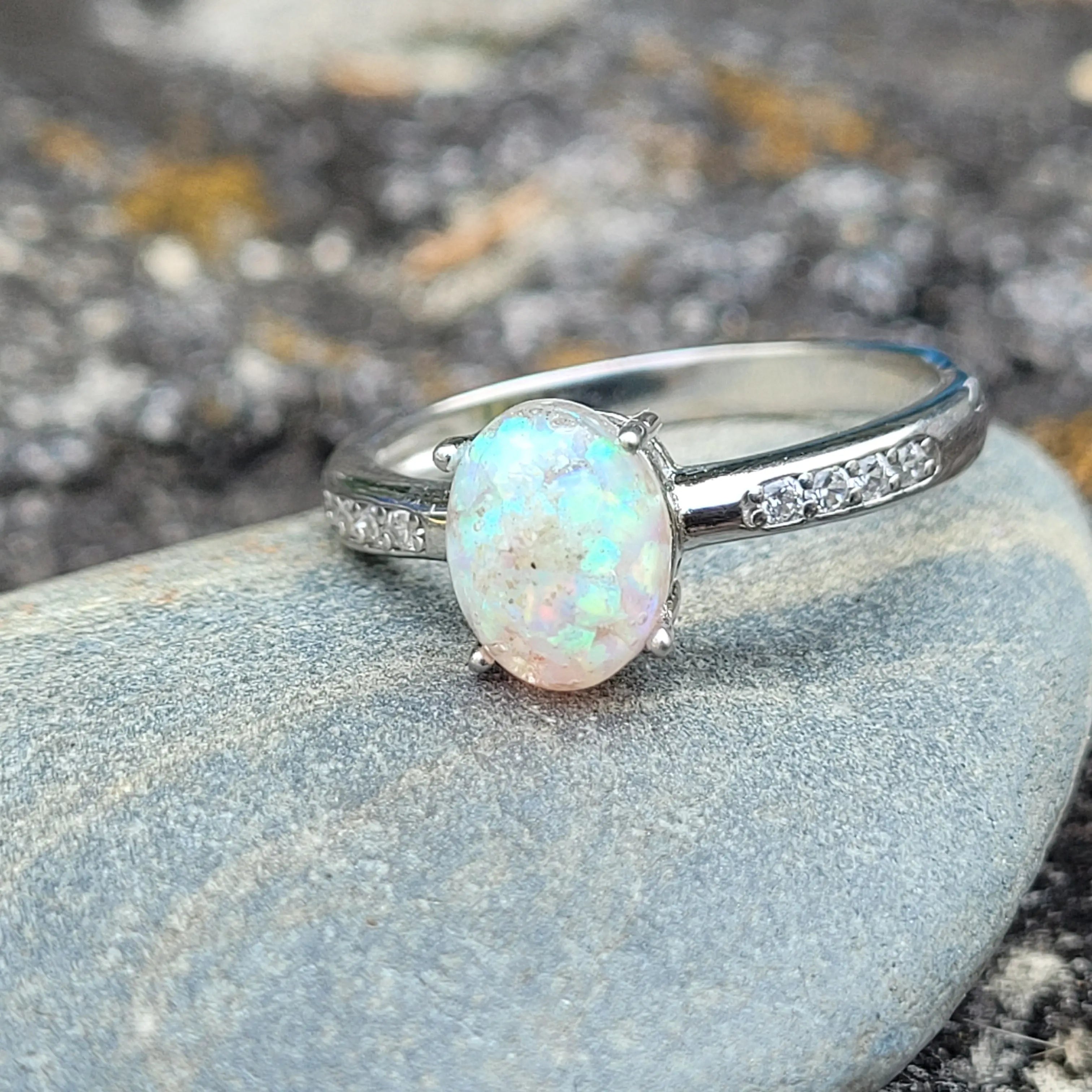 Bell's Vision Memorial Opal Ring by Cotton Street Art Company, handmade jewelry main product photo
