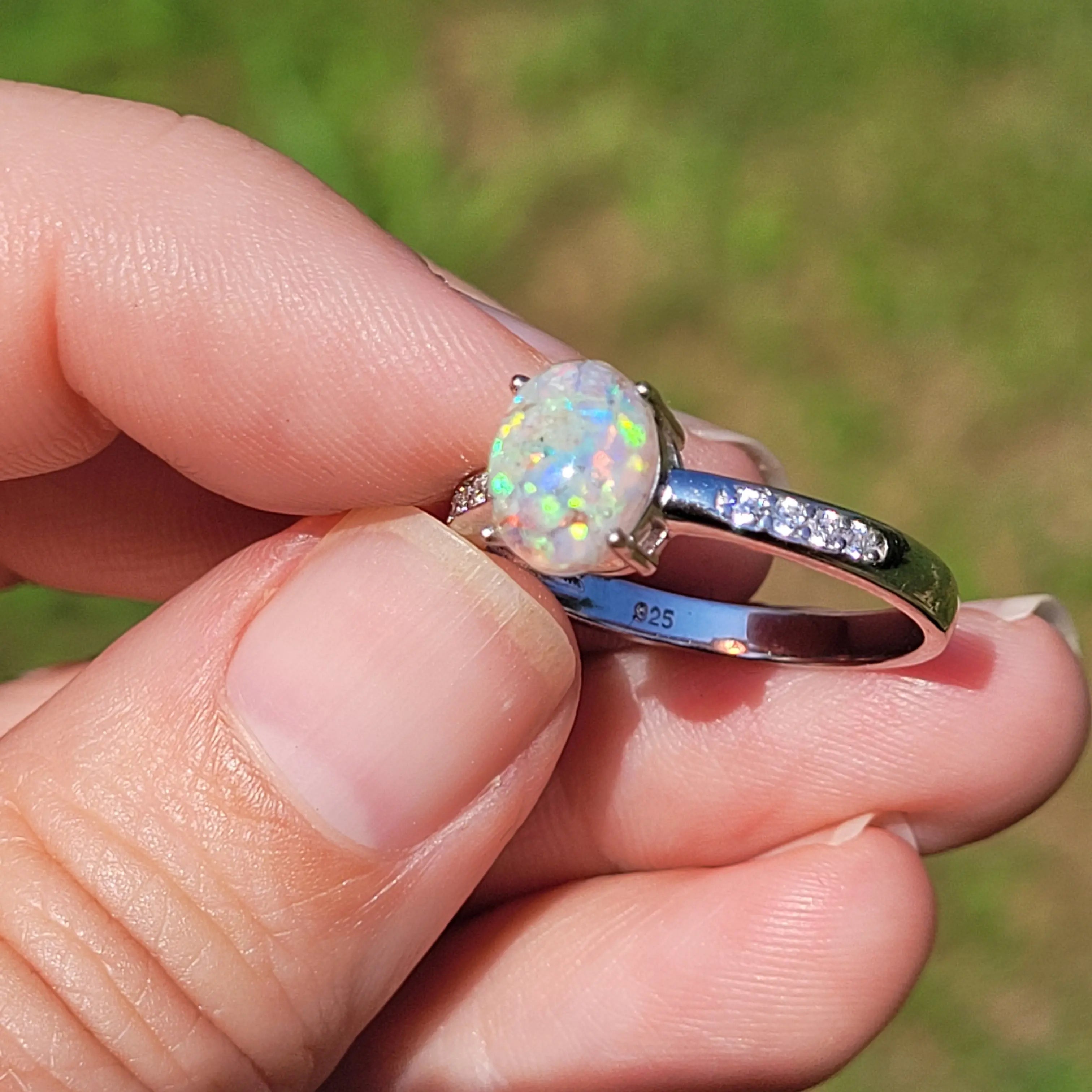 Bell's Vision Memorial Opal Ring by Cotton Street Art Company, handmade jewelry detail photo 2