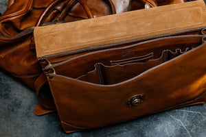 Benjamin Leather Briefcase by Mission Mercantile Leather Goods, Southern food gift detail photo 3