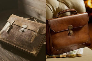 Benjamin Leather Briefcase by Mission Mercantile Leather Goods, Southern food gift detail photo 4