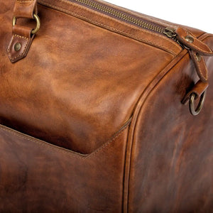 Benjamin Leather Duffle Bag by Mission Mercantile Leather Goods, Southern food gift detail photo 3
