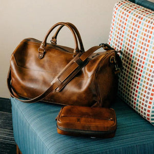 Benjamin Leather Duffle Bag by Mission Mercantile Leather Goods, Southern food gift detail photo 4