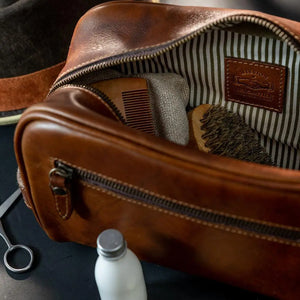 Benjamin Leather Toiletry Wash Bag by Mission Mercantile Leather Goods, Southern food gift main product photo