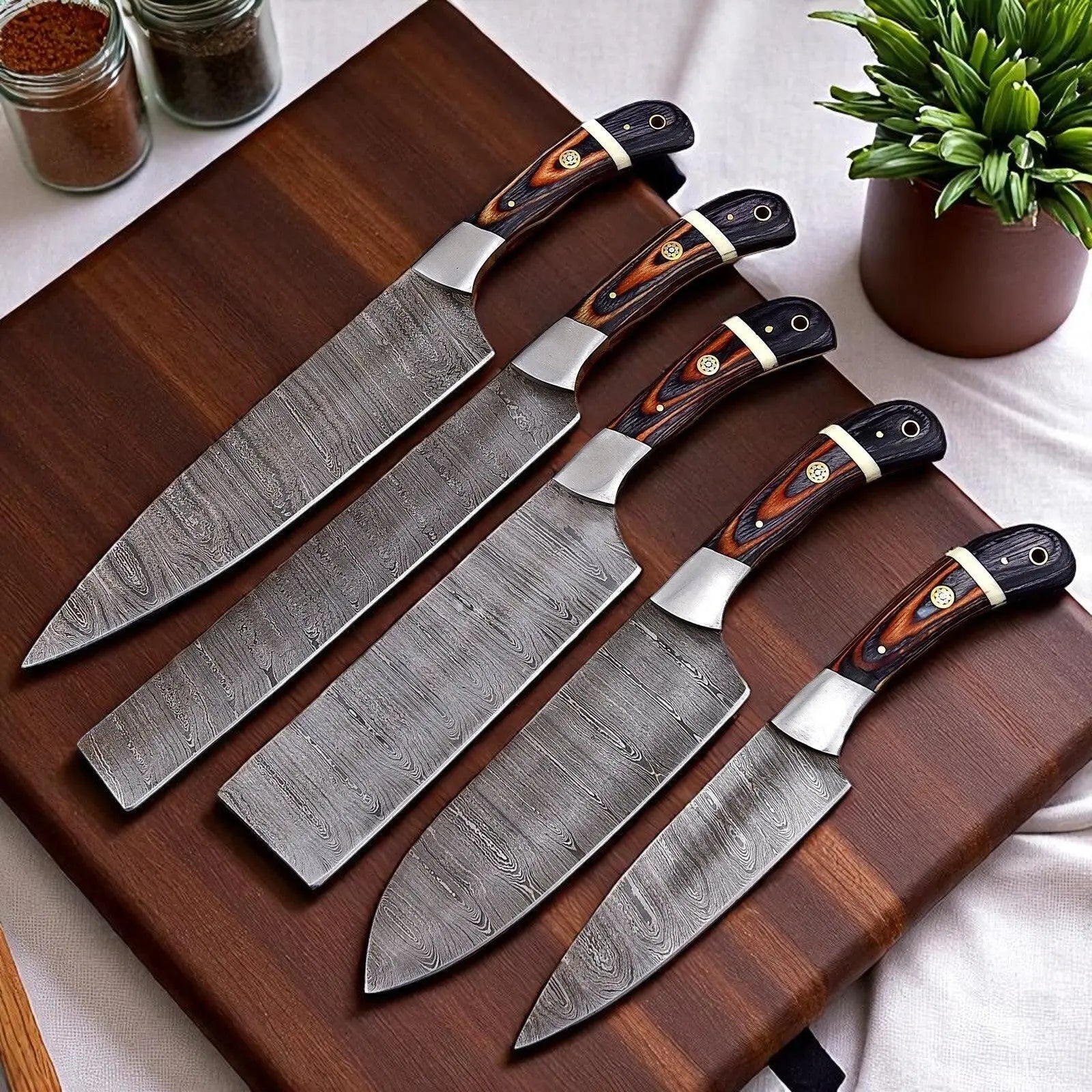 Best Japanese Knife Set – 5-Piece Full Tang Damascus Collection Damascus Knife Store