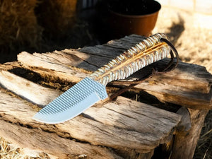 Best Ranch Cowboy Knife – 4" Rasp Steel Blade with Cross-draw Sheath Damascus Knife Store