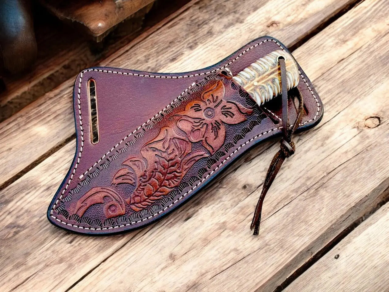 Best Ranch Cowboy Knife – 4" Rasp Steel Blade with Cross-draw Sheath Damascus Knife Store
