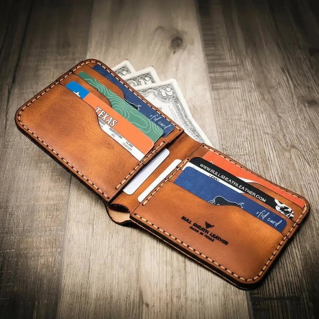 Big Bend Bifold Wallet by Bull Sheath Leather, handmade leather goods detail photo 12