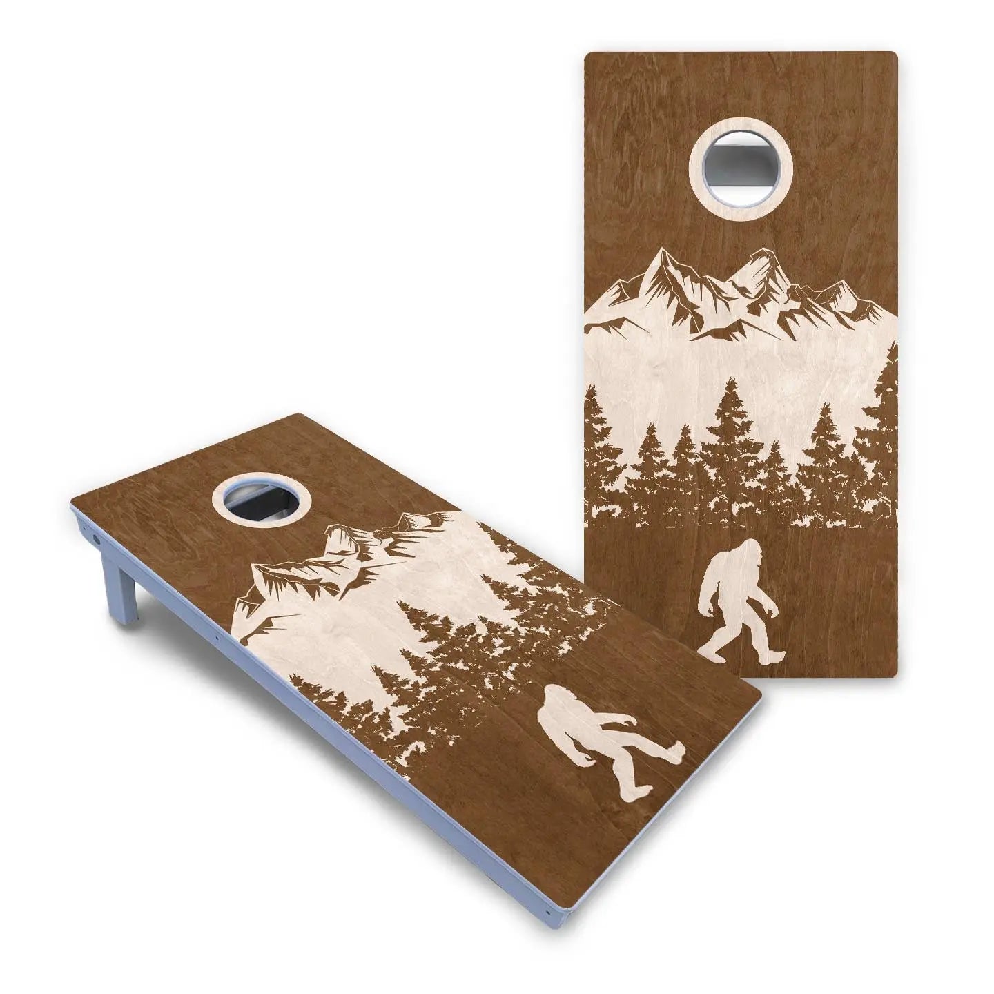 Bigfoot Mountain Scene Cornhole Boards - All Weather Series by Cornhole Solutions, custom cornhole board detail photo 2