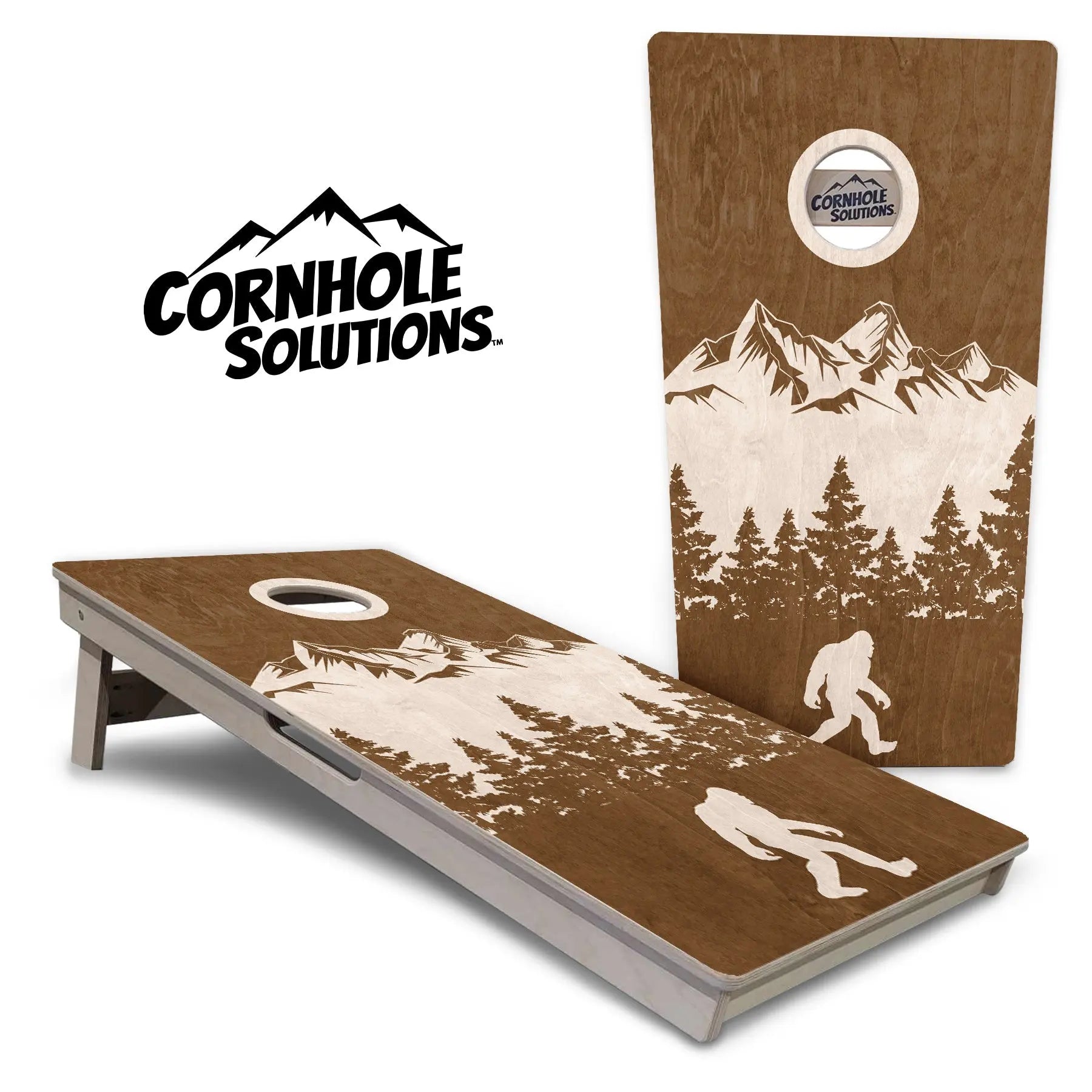 Bigfoot Mtn Scene Cornhole Boards - Professional Tournament Series by Cornhole Solutions, custom cornhole board main product photo