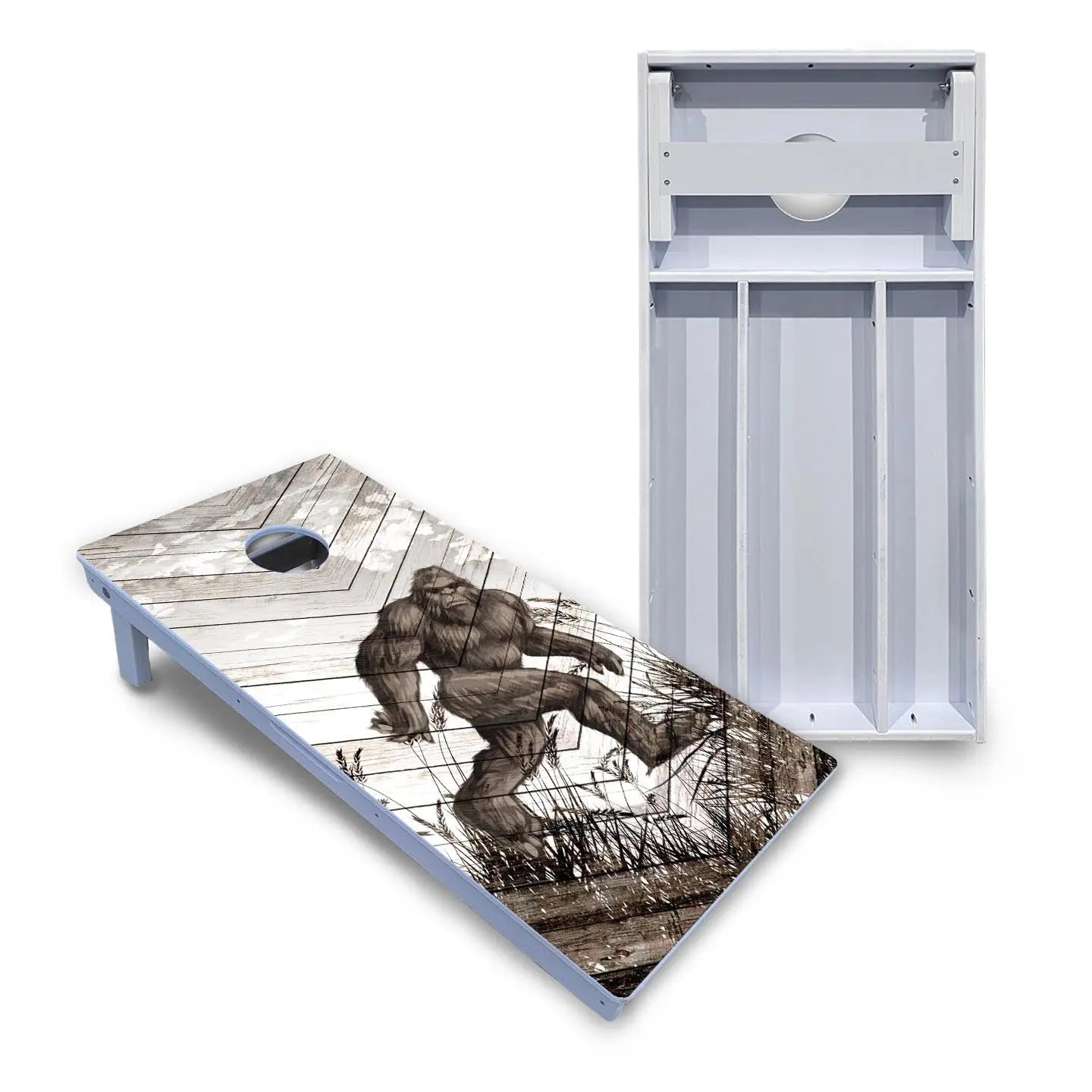 Bigfoot Whitewash Cornhole Boards - All Weather Series by Cornhole Solutions, custom cornhole board main product photo