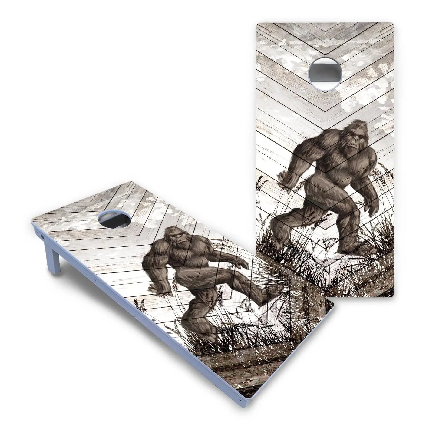 Bigfoot Whitewash Cornhole Boards - All Weather Series by Cornhole Solutions, custom cornhole board detail photo 2
