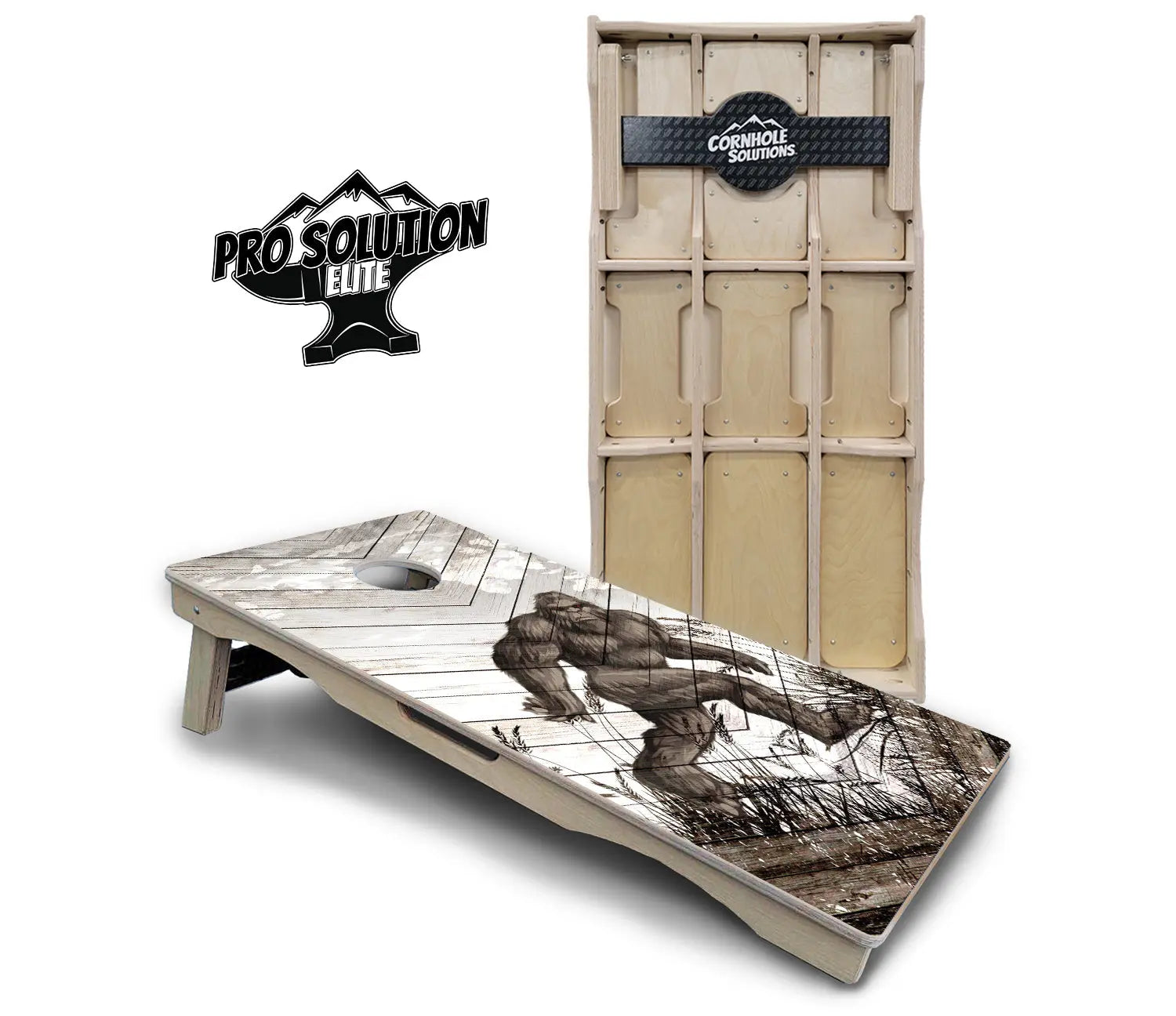 Bigfoot Whitewash Cornhole Boards - Pro Solution Elite Series by Cornhole Solutions, custom cornhole board main product photo