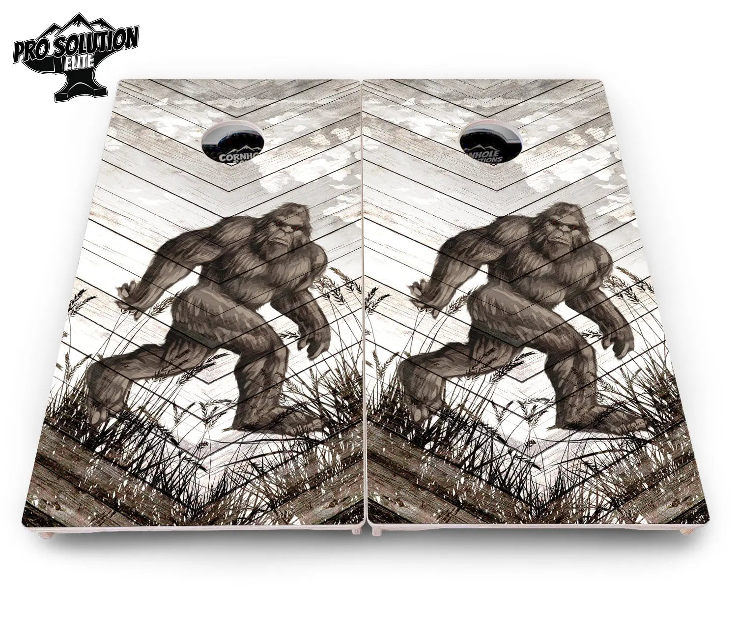 Bigfoot Whitewash Cornhole Boards - Pro Solution Elite Series by Cornhole Solutions, custom cornhole board detail photo 4