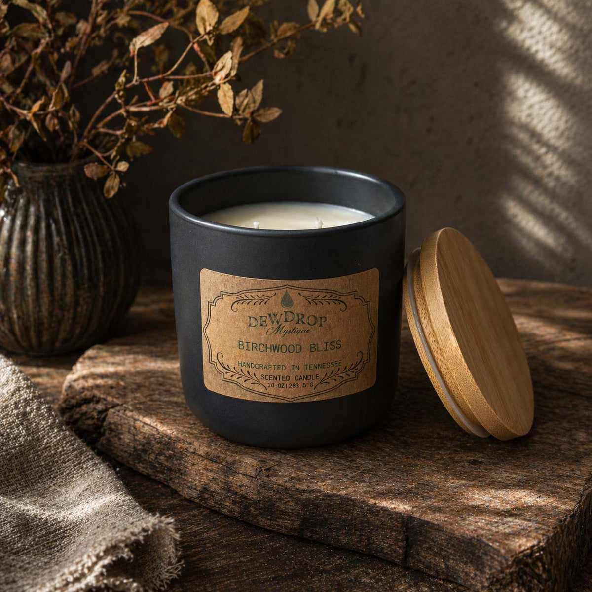Birchwood Bliss 10oz Candle by Dewdrop Mystique, hand-poured candle