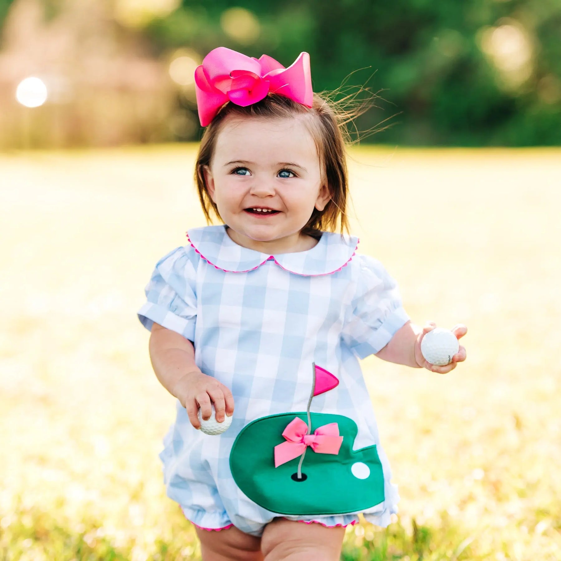 Birdie Blue Golf Bubble by Seven Lantern Lane, children's boutique clothing detail photo 4