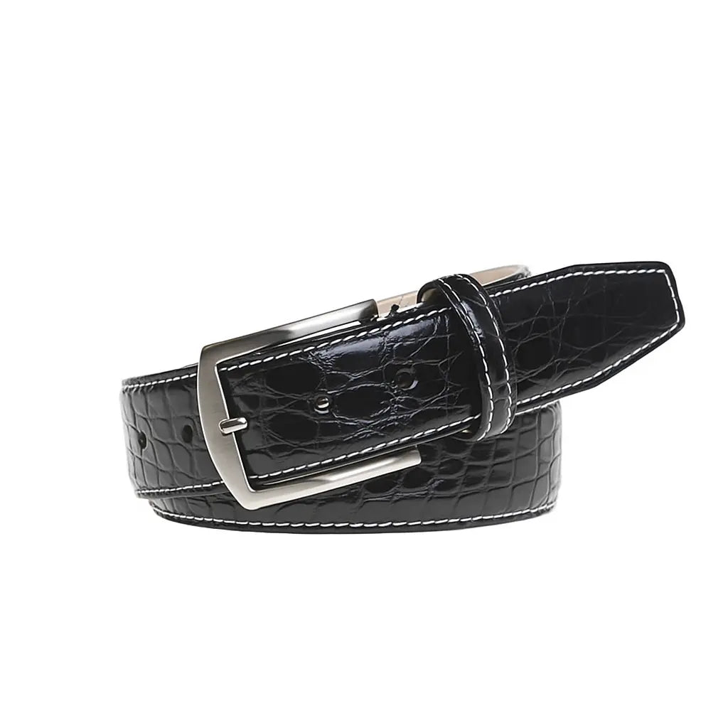 Black Caiman Crocodile Leather Belt by Roger Ximenez: Bespoke Belts and Leather Accessories, handmade leather goods detail photo 3