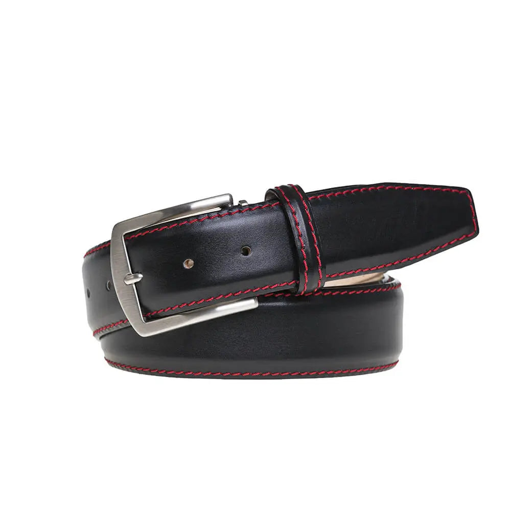 Black Italian Smooth Calf Leather Belt by Roger Ximenez: Bespoke Belts and Leather Accessories, handmade leather goods main product photo