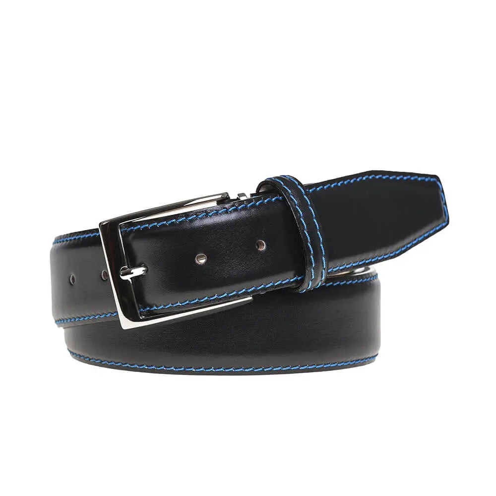 Black Italian Smooth Calf Leather Belt