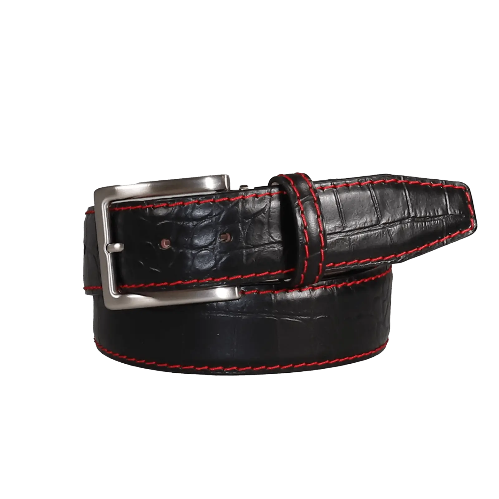 Black Mock Croc Leather Belt by Roger Ximenez: Bespoke Belts and Leather Accessories, handmade leather goods detail photo 5