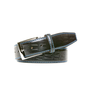 Black Mock Gator Leather Belt by Roger Ximenez: Bespoke Belts and Leather Accessories, handmade leather goods detail photo 2