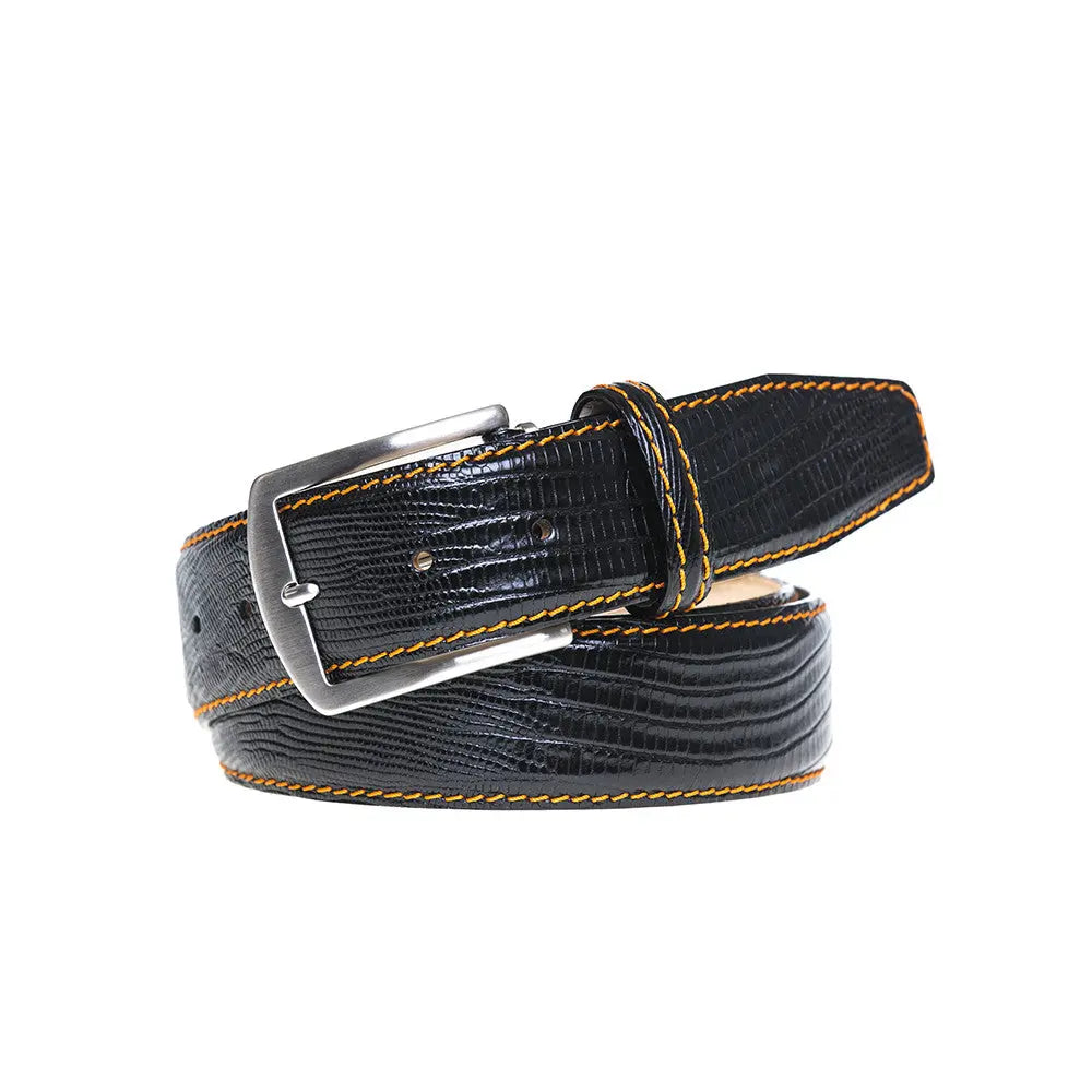 Black Mock Lizard Belt