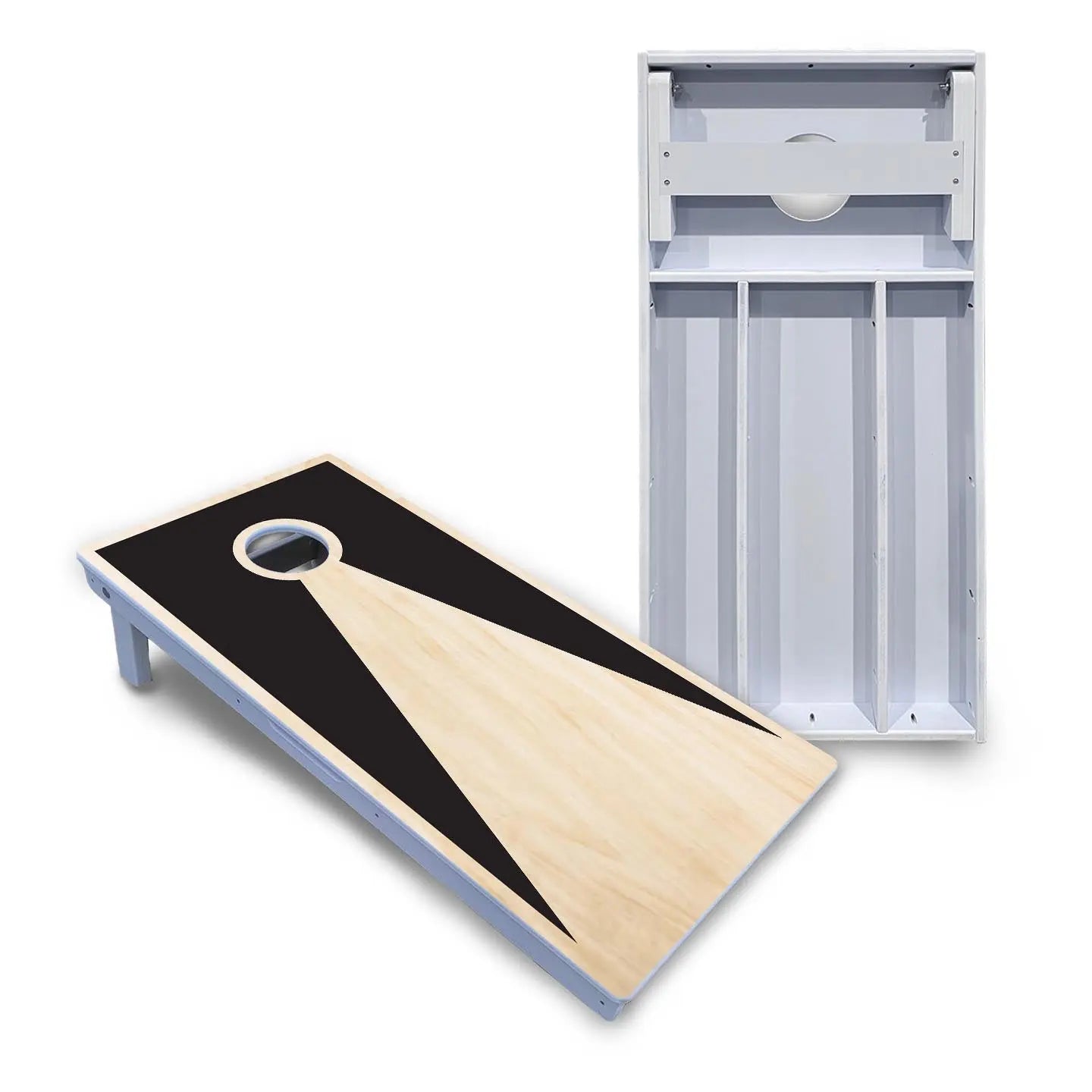 Black/Natural Keyhole Cornhole Boards - All Weather Series by Cornhole Solutions, custom cornhole board main product photo