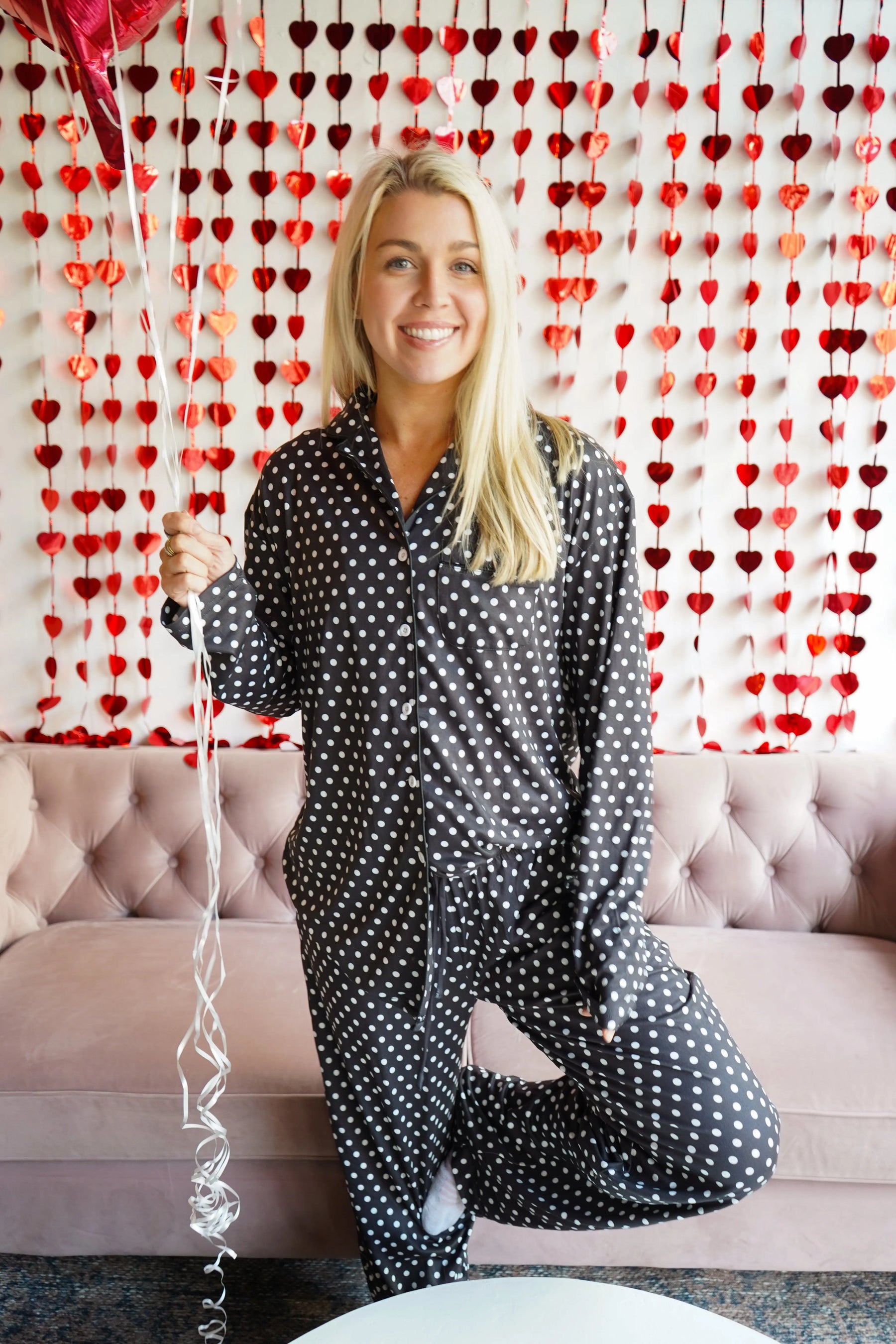 Black Polka Dot - Long Pajama Set KenzKustomz