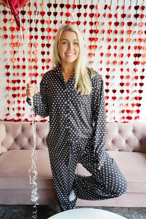 Black Polka Dot - Long Pajama Set KenzKustomz