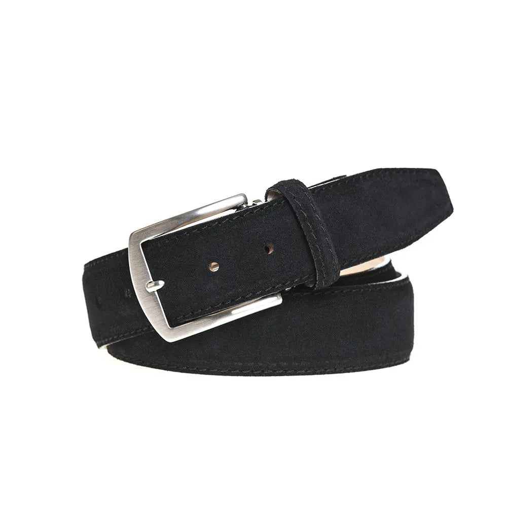 Black Suede Leather Belt by Roger Ximenez: Bespoke Belts and Leather Accessories, handmade leather goods detail photo 5
