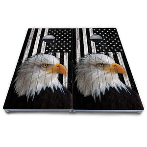 Black & White Eagle Flag Cornhole Boards - All Weather Series by Cornhole Solutions, custom cornhole board detail photo 4