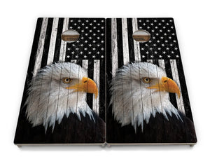 Black & White Eagle Flag Cornhole Boards - Professional Tournament Series Cornhole Solutions