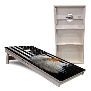 Black & White Eagle Flag Cornhole Boards - Professional Tournament Series Cornhole Solutions