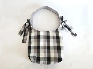 Black and White Buffalo Plaid Tote Bag – Handmade Farmhouse Shoulder Bag, Neutral Everyday Purse, Gingham Market Tote Maypop House Designs