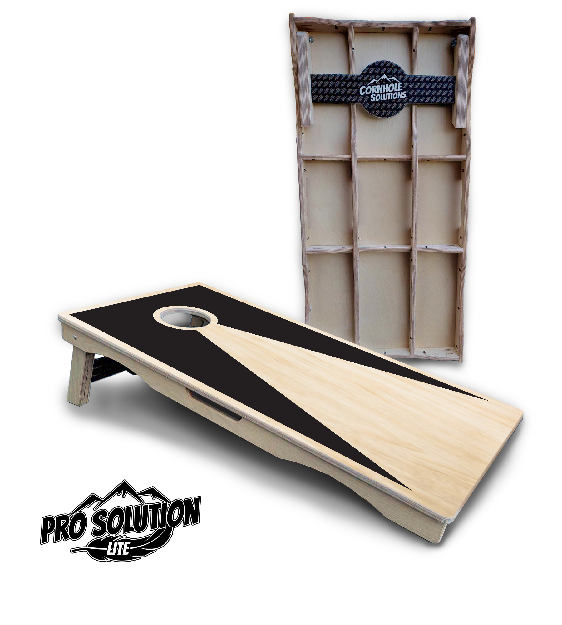 Black/Natural Keyhole Cornhole Boards - Pro Solution Lite Series by Cornhole Solutions, custom cornhole board main product photo