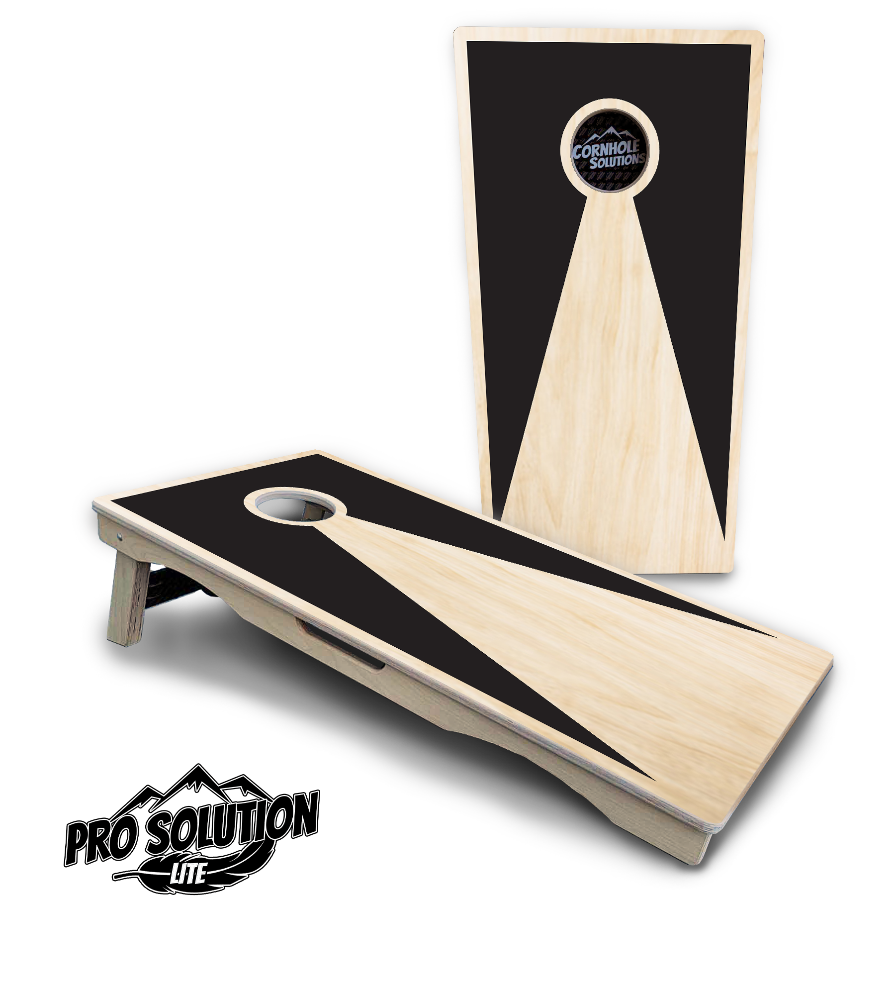 Black/Natural Keyhole Cornhole Boards - Pro Solution Lite Series by Cornhole Solutions, custom cornhole board detail photo 4