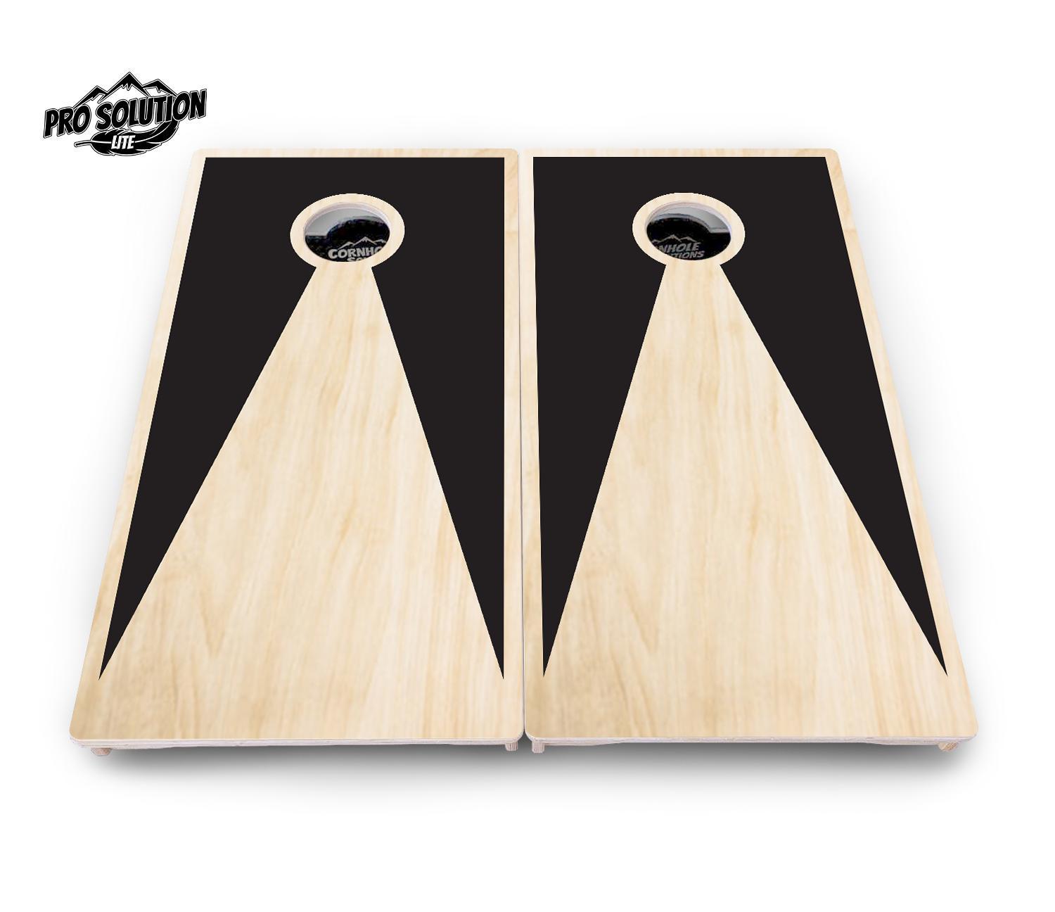 Black/Natural Keyhole Cornhole Boards - Pro Solution Lite Series by Cornhole Solutions, custom cornhole board detail photo 2