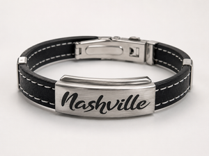 Men’s Vegan Leather Nashville Bracelet by N Harmony Jewelry, Southern food gift detail photo 3