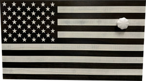 American Flag Decorative & Secure Wall-Mounted Gun Cabinet (Black & White Distressed)