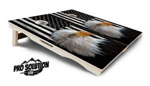Black & White Eagle Flag Cornhole Boards - Pro Solution Lite Series Cornhole Solutions
