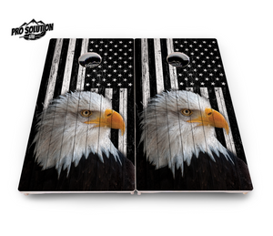 Black & White Eagle Flag Cornhole Boards - Pro Solution Lite Series Cornhole Solutions