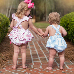 Blue Baseball Sunsuit by Seven Lantern Lane, children's boutique clothing detail photo 11