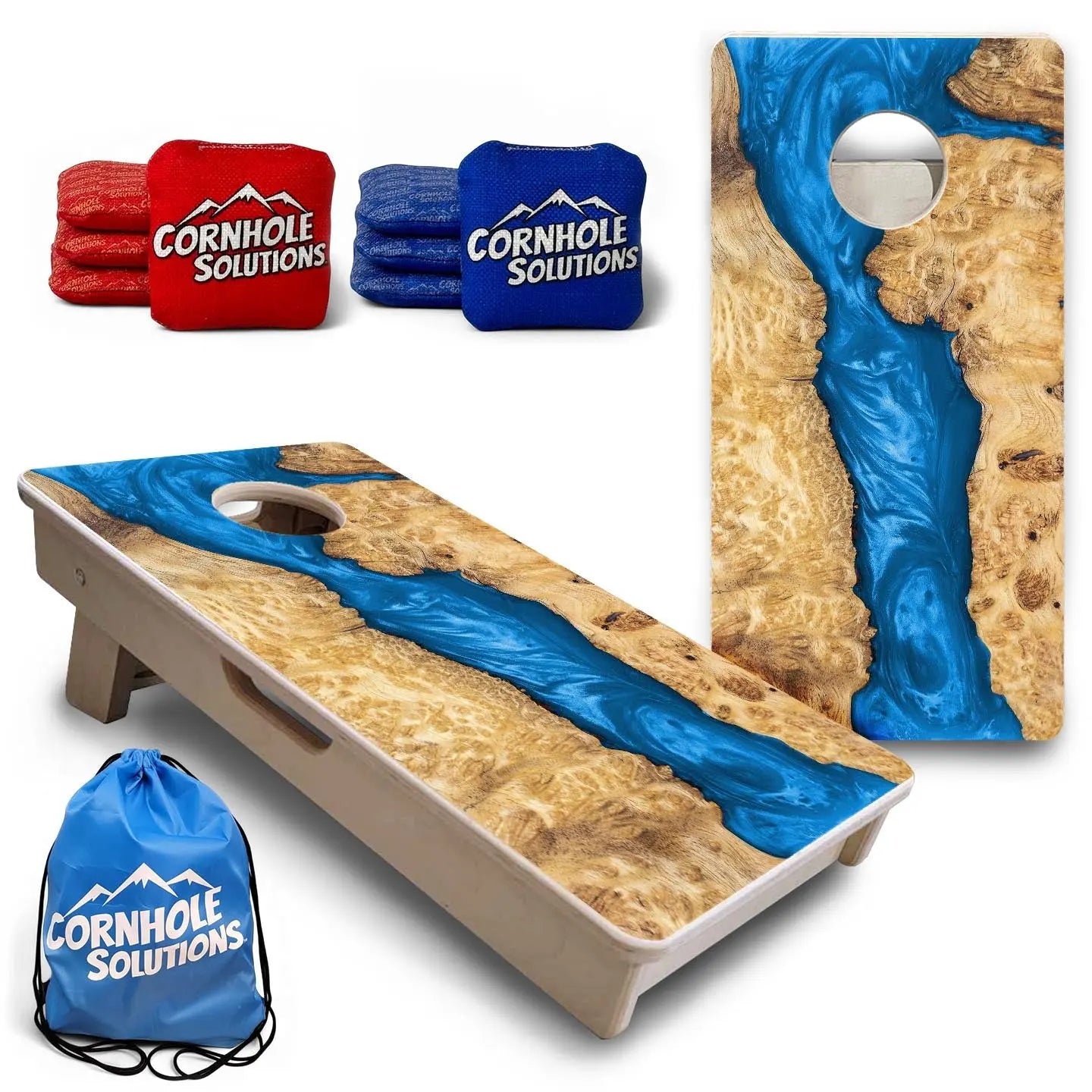 Blue Epoxy - Mini or Vacation Size Cornhole Boards by Cornhole Solutions, custom cornhole board main product photo