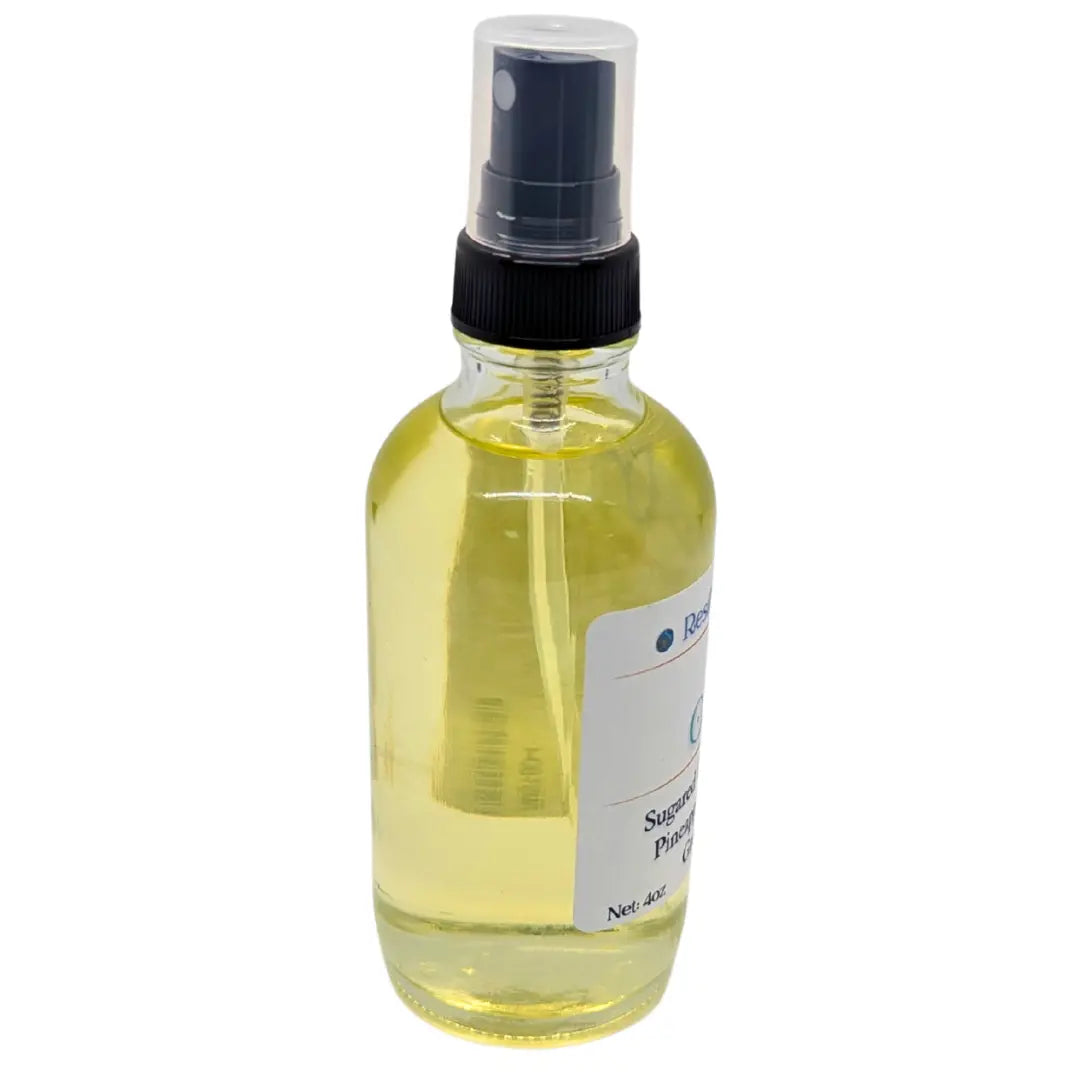 A 4oz bottle of Resilscents BLUE OBSIDIAN RESILMIST™ Room Spray with a black spray nozzle and clear cap on a white background.