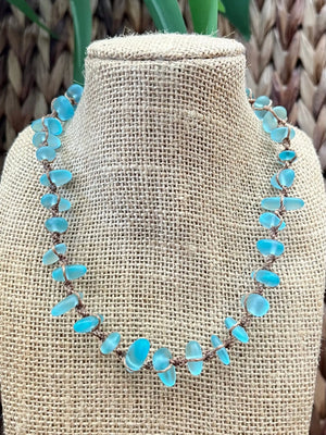 Blue Sea Glass Necklace by HALT, handmade jewelry detail photo 3
