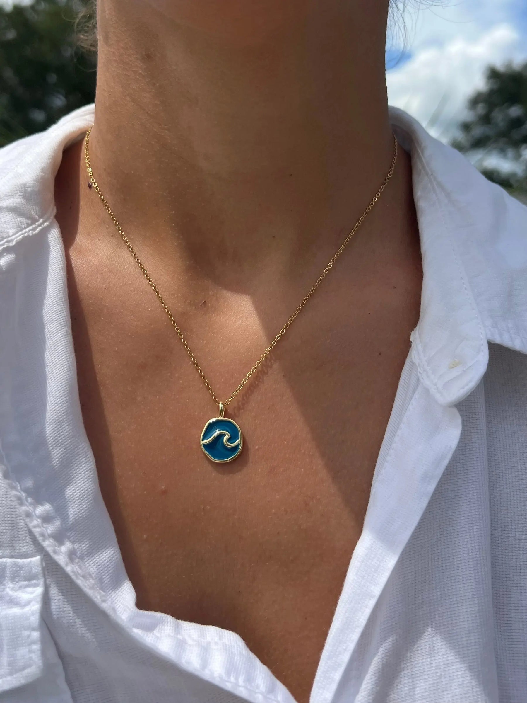 Blue Wave Necklace by HALT, handmade jewelry detail photo 3