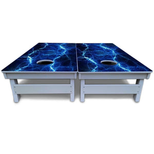 Blue & Green Lightning Cornhole Boards - All Weather Series Cornhole Solutions