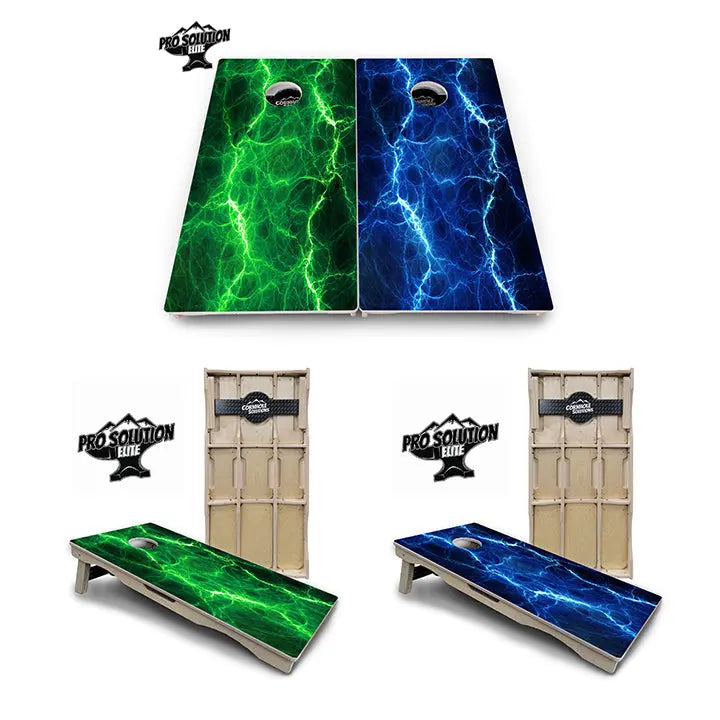 Blue & Green Lightning Cornhole Boards - Pro Solution Elite Series Cornhole Solutions